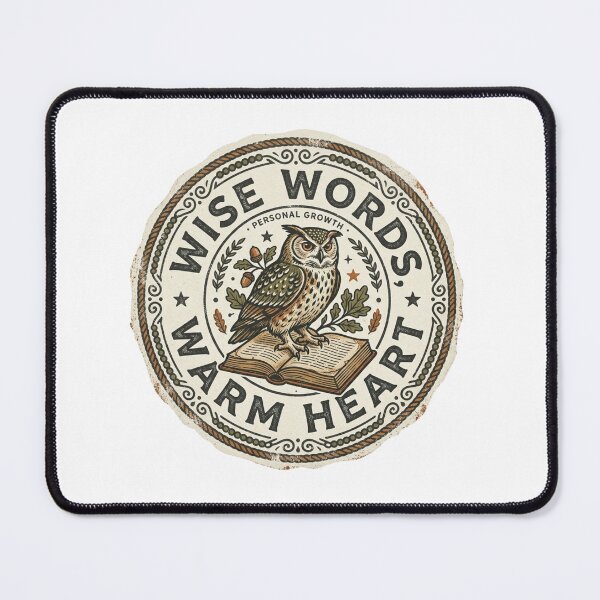 Item preview, Wise Words Warm Heart Owl Book Vintage Badge Personal Growth Oak Acorn designed and sold by Sanan Israyilli.