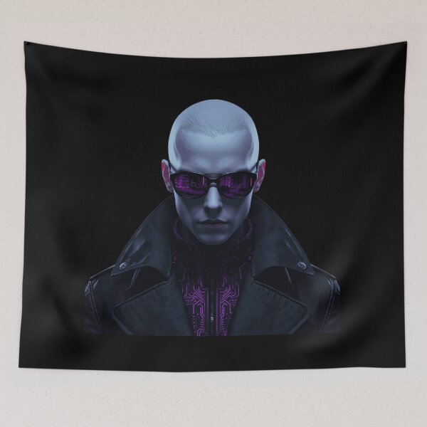 Item preview, Cybersynth Goth Vampire Hacker Cyberpunk Portrait designed and sold by LazyDayzCo.