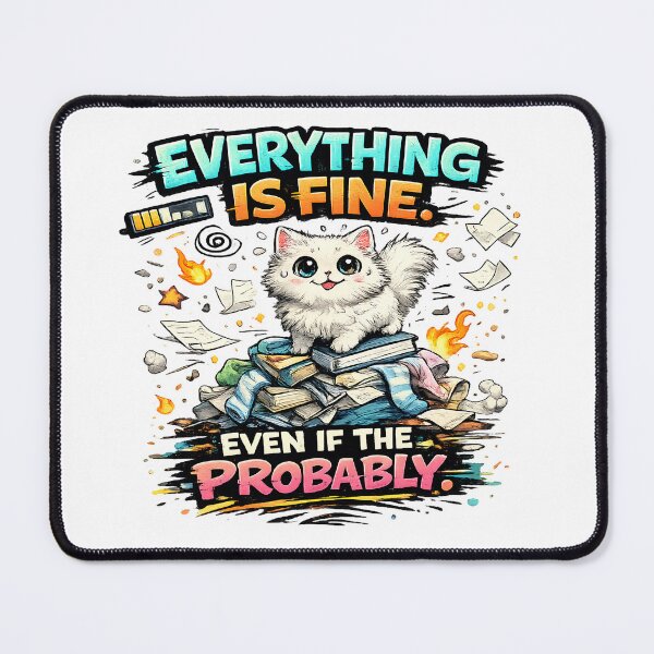 Item preview, Funny Everything Is Fine Chaos Cat designed and sold by UvooArt.