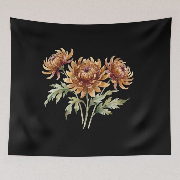 Item preview, Vintage Golden Chrysanthemum Botanical Watercolor Art designed and sold by bvdesignart.