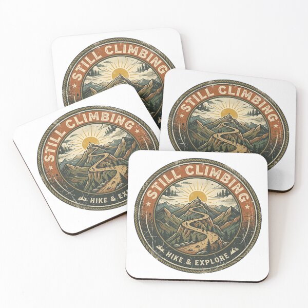 Item preview, Still Climbing Hike & Explore Mountain Trail Sunrise Vintage Hiking Badge designed and sold by Sanan Israyilli.