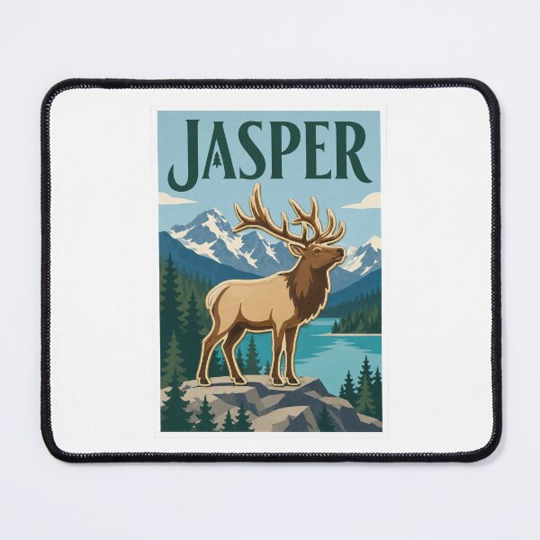 Item preview, Jasper Elk Canadian Rockies Travel Poster designed and sold by Beyond Destinations.