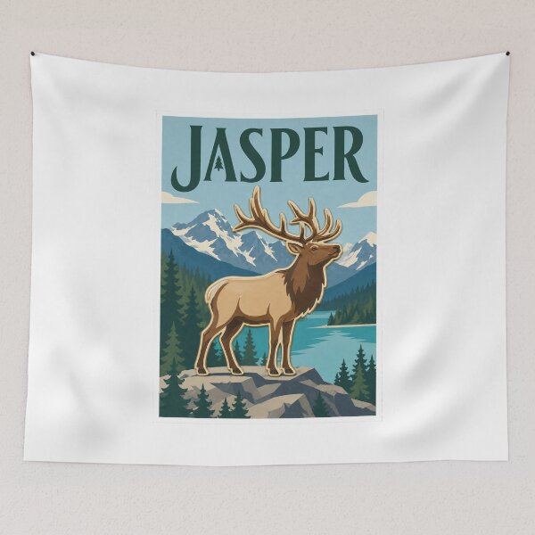 Item preview, Jasper Elk Canadian Rockies Travel Poster designed and sold by Beyond Destinations.