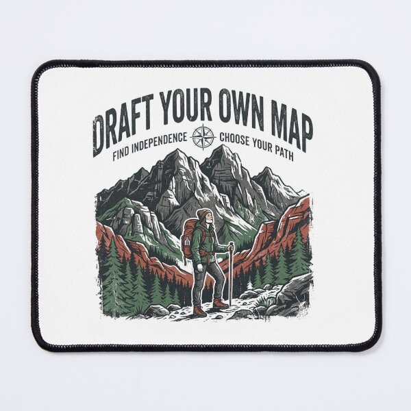 Item preview, Draft Your Own Map Female Hiker Mountains Independence Adventure Retro Hiking designed and sold by Sanan Israyilli.