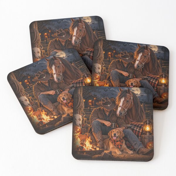 Item preview, Cowboy Campfire – Horse & Dog Halloween Night designed and sold by Quarterhorses.
