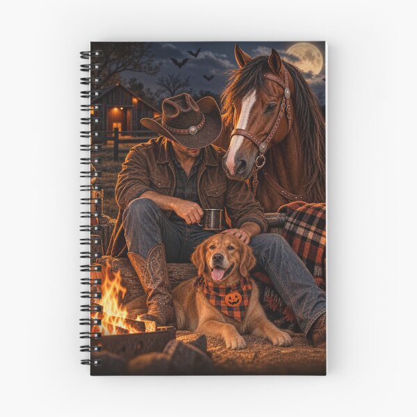 Item preview, Cowboy Campfire – Horse & Dog Halloween Night designed and sold by Quarterhorses.