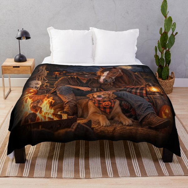 Item preview, Cowboy Campfire – Horse & Dog Halloween Night designed and sold by Quarterhorses.