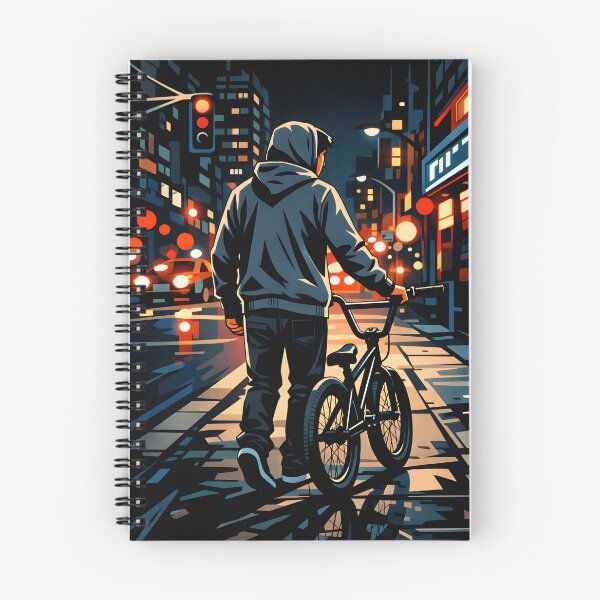 Item preview, Young Cyclist Walking Through the City at Night designed and sold by homydesign.