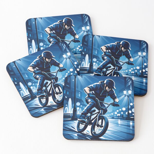 Item preview, BMX rider cycling through a city square at night designed and sold by homydesign.