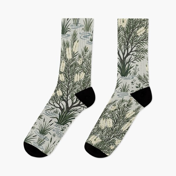 Item preview, Melaleuca Tea Tree Bush Etching Seamless Pattern designed and sold by Studio BC.