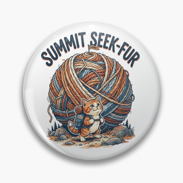Item preview, Summit Seek-Fur Hiking Cat Giant Yarn Ball Mountain Funny Cat Pun Adventure designed and sold by Sanan Israyilli.