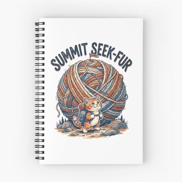 Item preview, Summit Seek-Fur Hiking Cat Giant Yarn Ball Mountain Funny Cat Pun Adventure designed and sold by Sanan Israyilli.