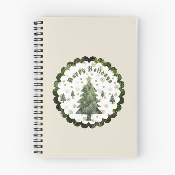 Item preview, Happy Holidays Festive Christmas Tree & Snowflake Dark Border Art designed and sold by Liberarteprint.