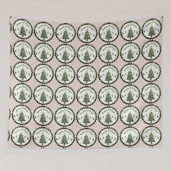 Item preview, Happy Holidays Festive Christmas Tree & Snowflake Dark Border Art designed and sold by Liberarteprint.