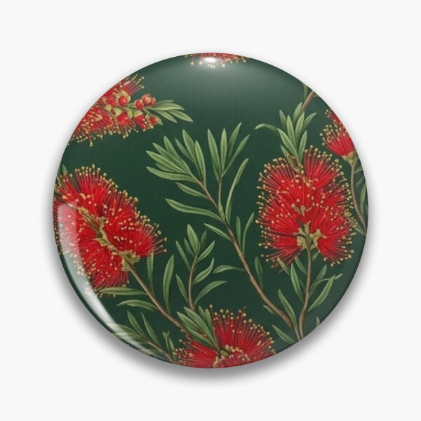Item preview, Scarlet Australian Native Wildflowers on Deep Green designed and sold by Studio BC.