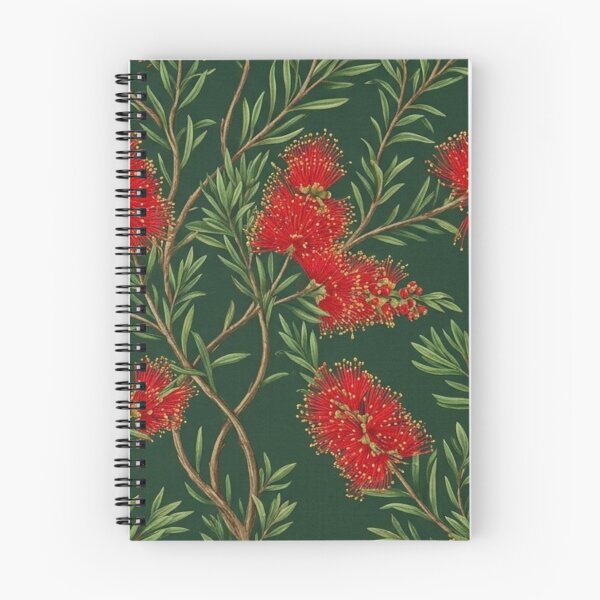 Item preview, Scarlet Australian Native Wildflowers on Deep Green designed and sold by Studio BC.
