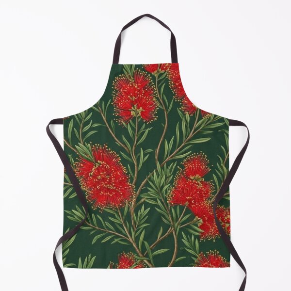 Item preview, Scarlet Australian Native Wildflowers on Deep Green designed and sold by Studio BC.