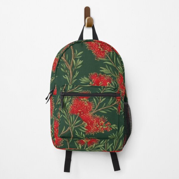 Item preview, Scarlet Australian Native Wildflowers on Deep Green designed and sold by Studio BC.