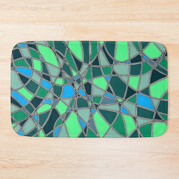 Item preview, Abstract Stained Glass Green Blue Mosaic Geometric Pattern designed and sold by FioreDiCiliegio.