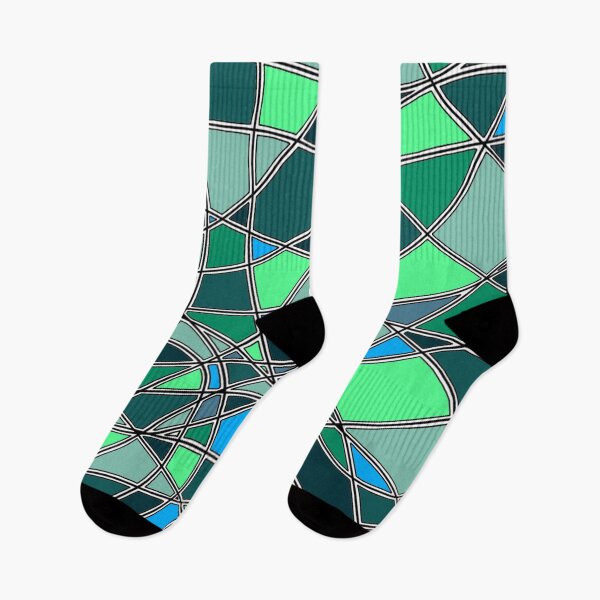 Item preview, Abstract Stained Glass Green Blue Mosaic Geometric Pattern designed and sold by FioreDiCiliegio.