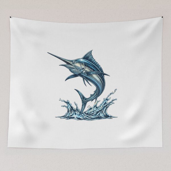 Item preview, Powerful blue marlin jumping out of the ocean water designed and sold by homydesign.