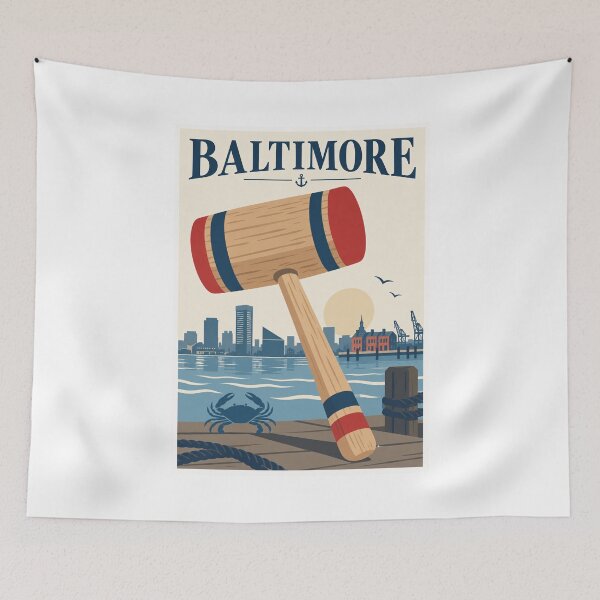 Item preview, Baltimore Crab Mallet Harbor Travel Poster designed and sold by Beyond Destinations.