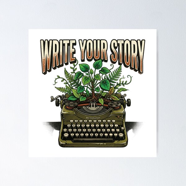 Item preview, Write Your Story Typewriter Plants Vines Author Gift Retro Writer Botanical designed and sold by Sanan Israyilli.