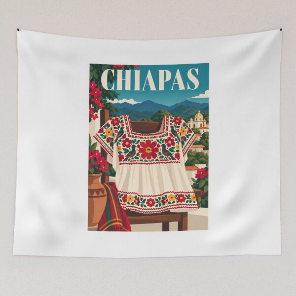 Item preview, Chiapas Floral Huipil Mexico Travel Poster designed and sold by Beyond Destinations.