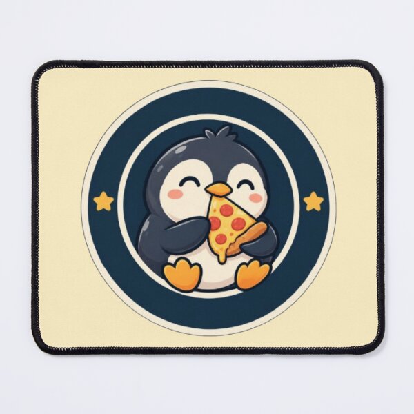 Item preview, Cute Penguin Eating Pizza Kawaii Cartoon Badge Illustration designed and sold by ArtivaaStudio.