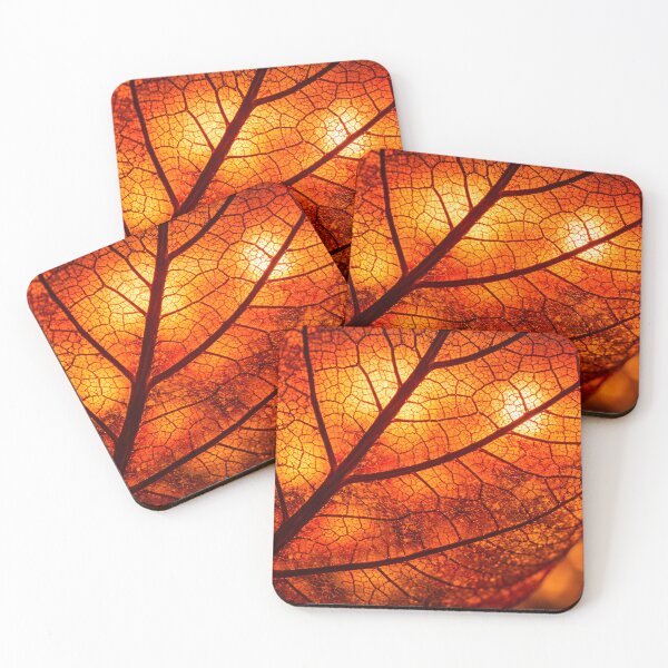 Item preview, Intricate macro detail of a translucent autumn leaf with glowing veins designed and sold by homydesign.