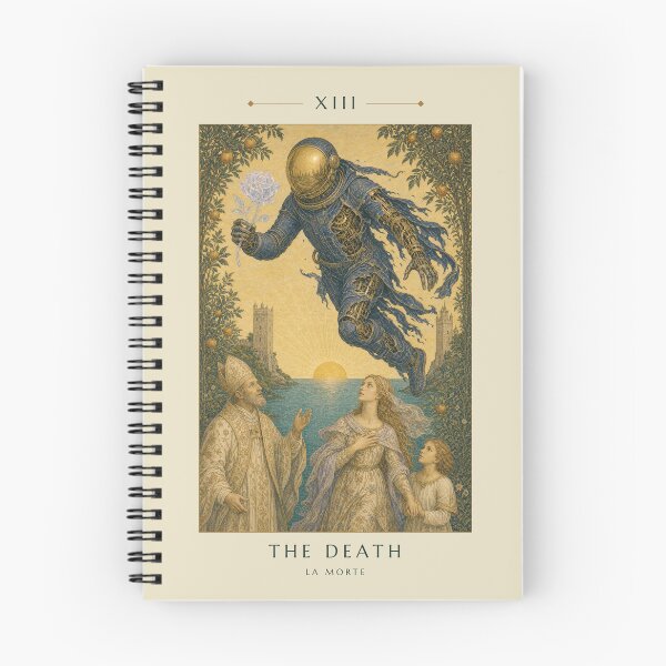 Item preview, The Death Tarot Card - Aurora Cyber Renaissance Art Print designed and sold by DMarquiseArt.
