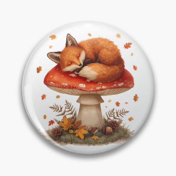 Item preview, Sleeping Red Fox on Amanita Mushroom Dark Cottagecore Autumn Sticker designed and sold by Youram.