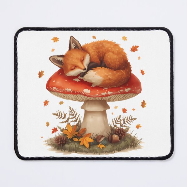 Item preview, Sleeping Red Fox on Amanita Mushroom Dark Cottagecore Autumn Sticker designed and sold by Youram.