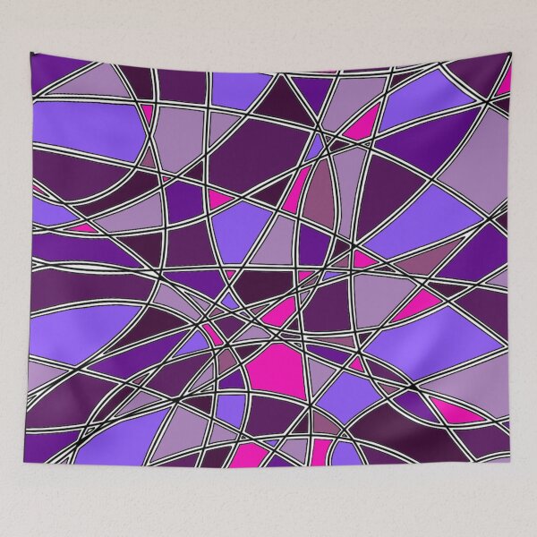 Item preview, Abstract Stained Glass Purple Pink Mosaic Geometric Pattern designed and sold by FioreDiCiliegio.
