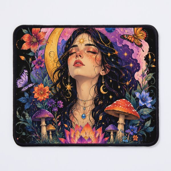 Item preview, Celestial Moon Goddess Mystic Fantasy Lotus Witchy Art designed and sold by kynira.