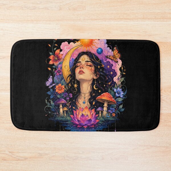 Item preview, Celestial Moon Goddess Mystic Fantasy Lotus Witchy Art designed and sold by kynira.