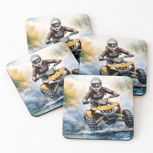 Item preview, An adult rides an all-terrain vehicle through water, depicted in a dynamic artistic style designed and sold by homydesign.