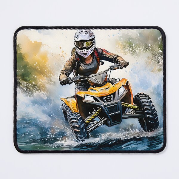 Item preview, An adult rides an all-terrain vehicle through water, depicted in a dynamic artistic style designed and sold by homydesign.