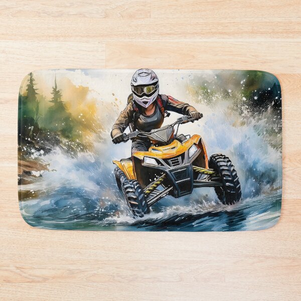 Item preview, An adult rides an all-terrain vehicle through water, depicted in a dynamic artistic style designed and sold by homydesign.