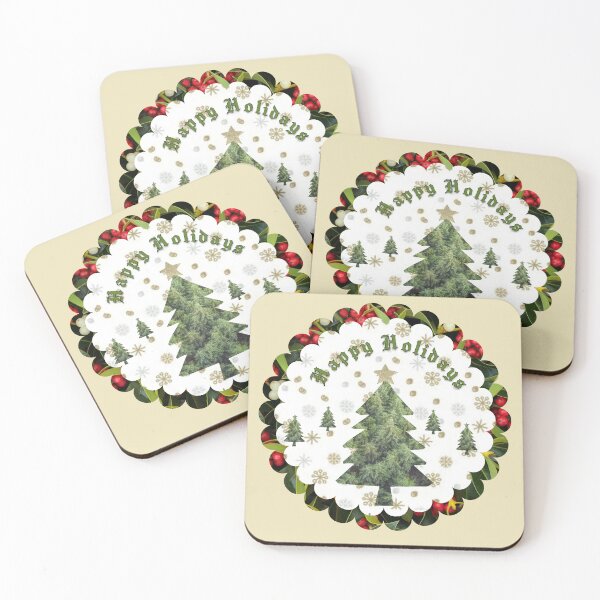 Item preview, Festive Christmas Tree & Mistletoe Border Happy Holidays Ornament Art designed and sold by Liberarteprint.