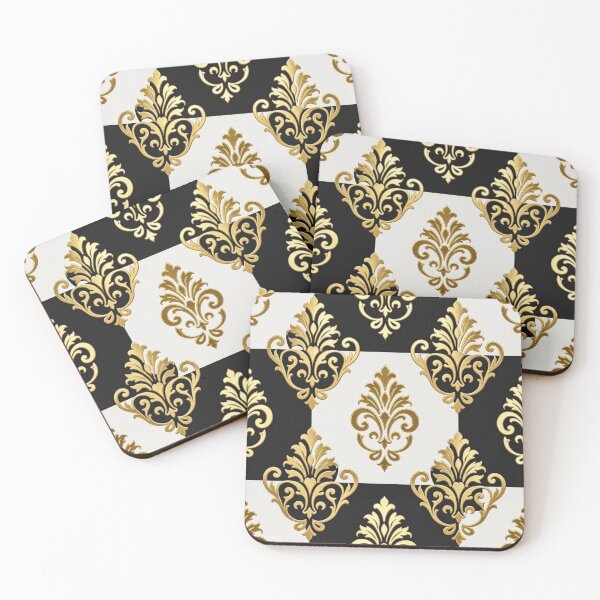 Item preview, Black, Mid White & Gold Damask designed and sold by DesignsByPrnces.