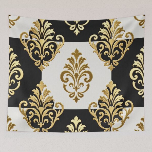 Item preview, Black, Mid White & Gold Damask designed and sold by DesignsByPrnces.