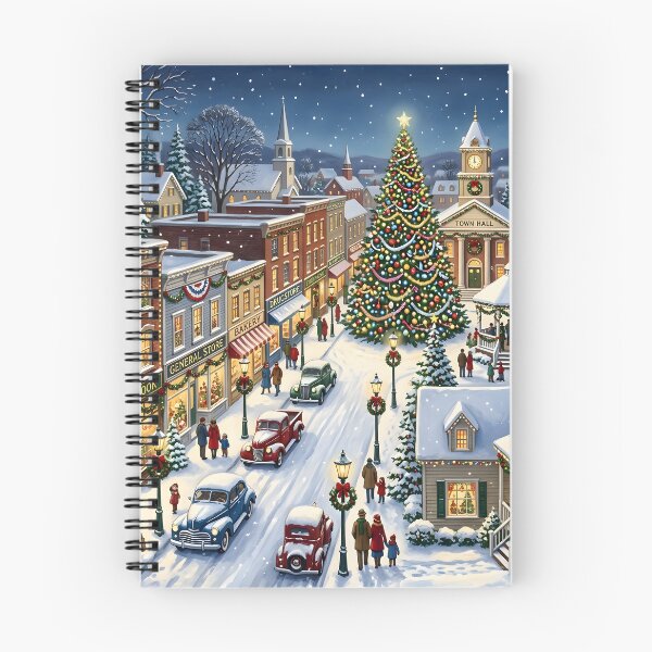 Item preview, Nostalgic Small Town Christmas Main Street and Shops Illustration designed and sold by Sybille-Yates.