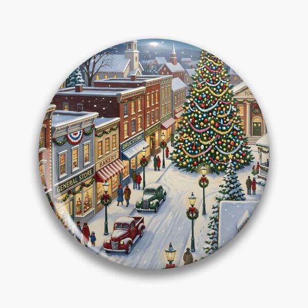 Item preview, Nostalgic Small Town Christmas Main Street and Shops Illustration designed and sold by Sybille-Yates.