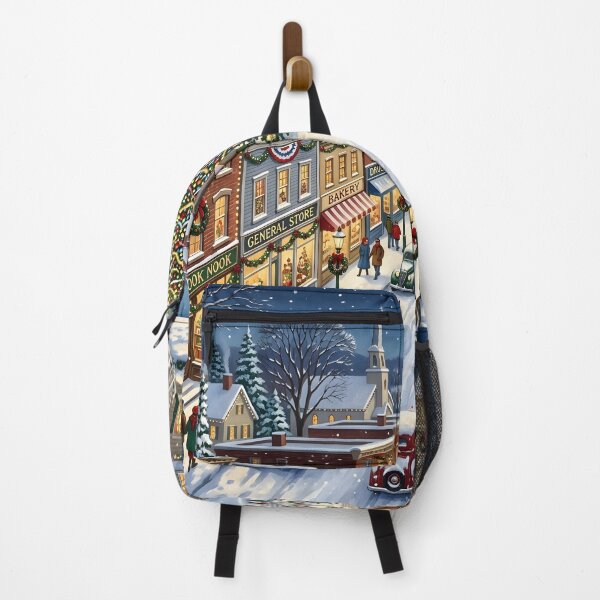 Item preview, Nostalgic Small Town Christmas Main Street and Shops Illustration designed and sold by Sybille-Yates.