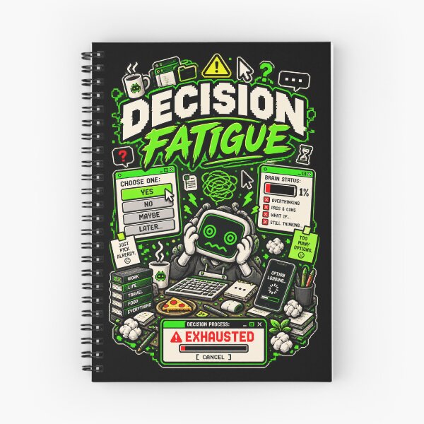 Item preview, Decision Fatigue – Retro Pixel Choice Overload Humor designed and sold by Mad Factory Designs.
