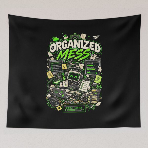 Item preview, Organized Mess – Retro Pixel Chaos Humor designed and sold by Mad Factory Designs.