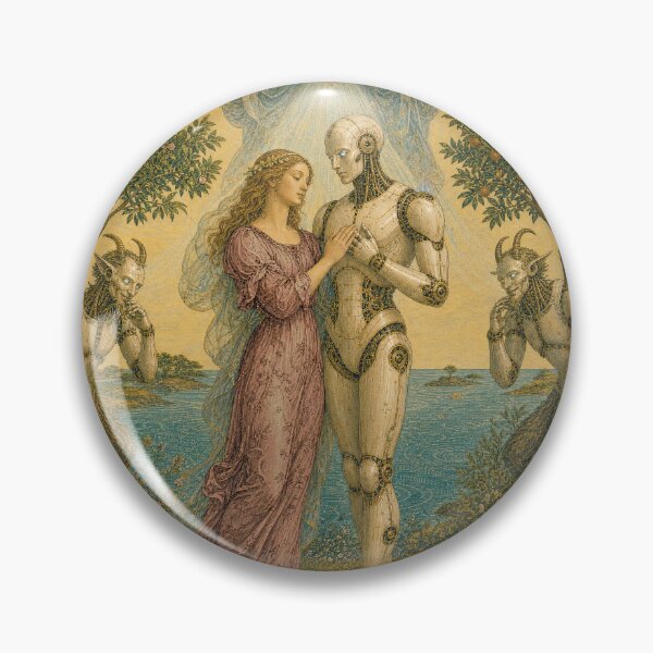 Item preview, The Lovers Tarot Card - Aurora Cyber Renaissance Art Print designed and sold by DMarquiseArt.