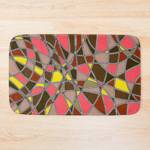 Item preview, Abstract Stained Glass Red Yellow Brown Mosaic Geometric Pattern designed and sold by FioreDiCiliegio.