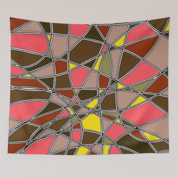 Item preview, Abstract Stained Glass Red Yellow Brown Mosaic Geometric Pattern designed and sold by FioreDiCiliegio.